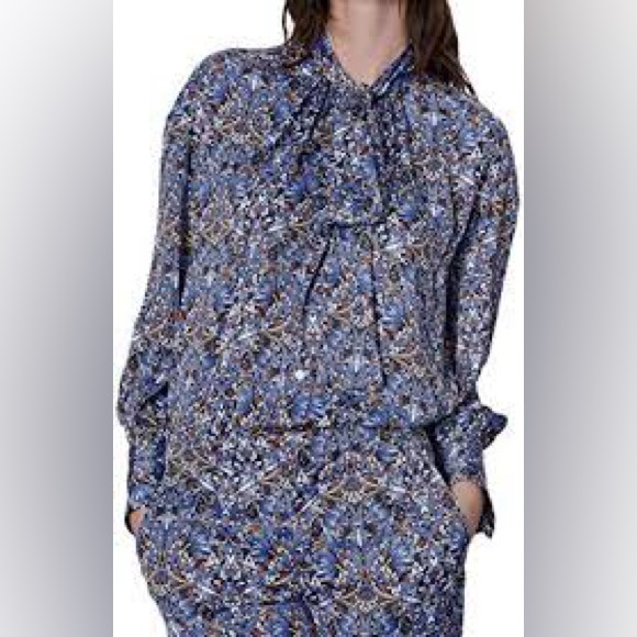 Zara TIED FLORAL BLOUSE - Picture 7 of 12